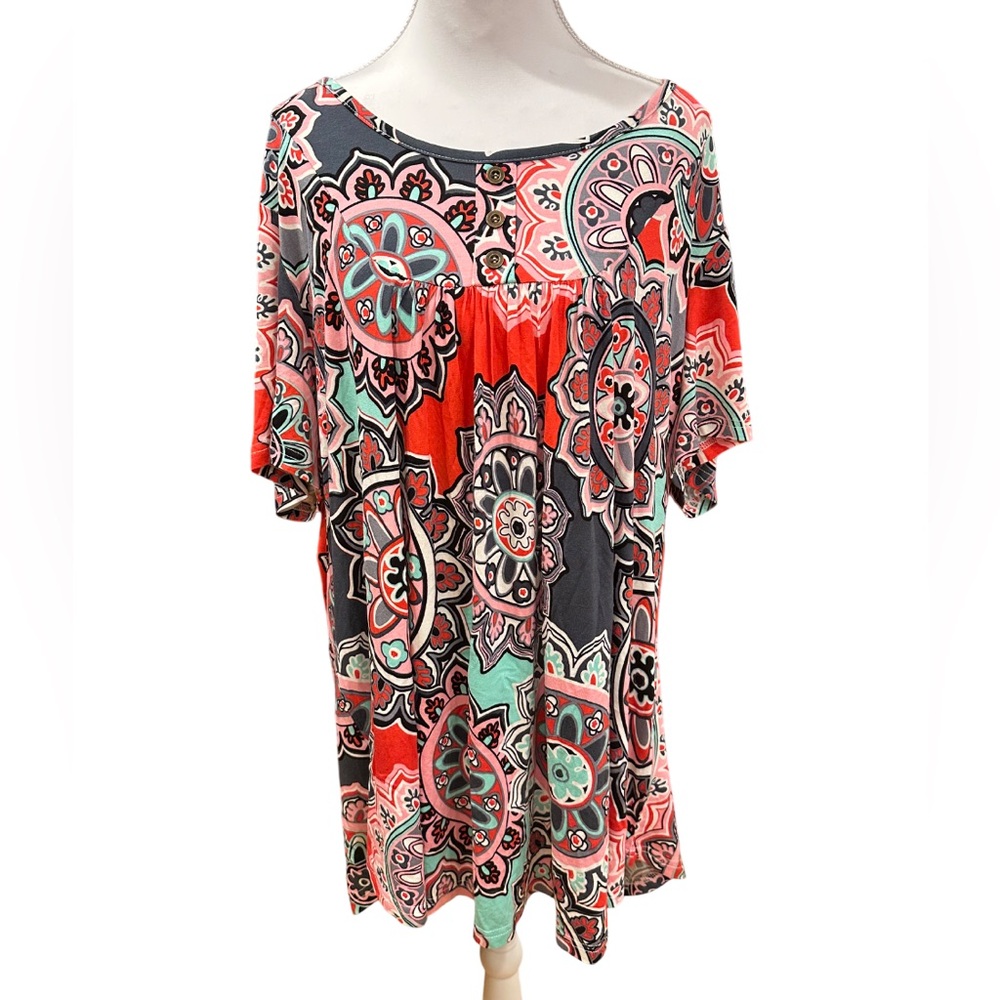 NWT. Popyoung Chic Paisley‎ Women's Tunic Top 3XL